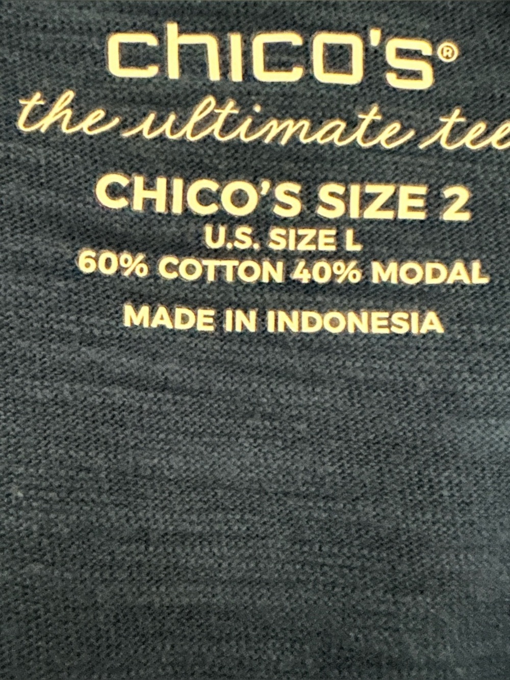 Chico's Belladonna blue  Ultimate Tee V-Neck Short Sleeve size 2 Large - Picture 4 of 7